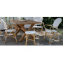 Sika-Design Isabell Exterior Armlehnstuhl, Mandel (ALU), Weiß mit Cappuccino-Punkt, Ambiente