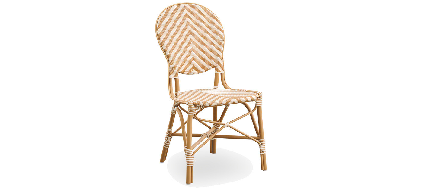 Sika-Design Isabell Exterior stol, Mandljeva (ALU), Chevron slonokoščena in medena