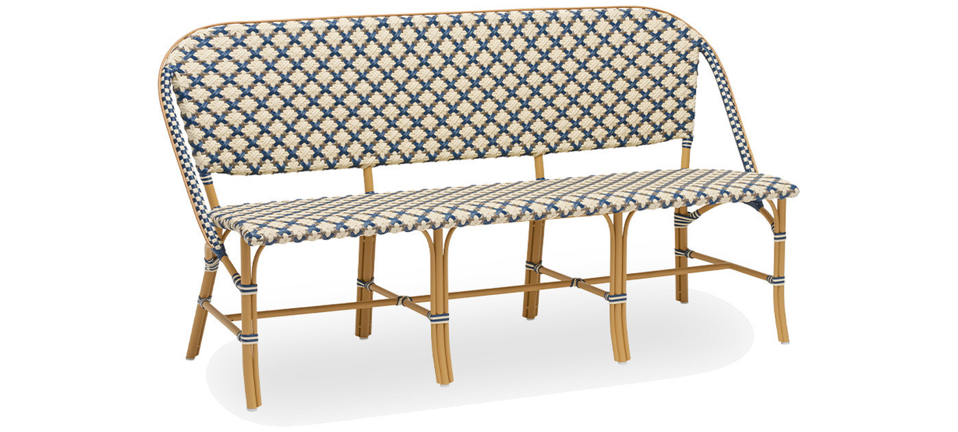 Sika-Design Sofie Exterior panca a 3 posti, Starweave avorio, blu navy e cappuccino