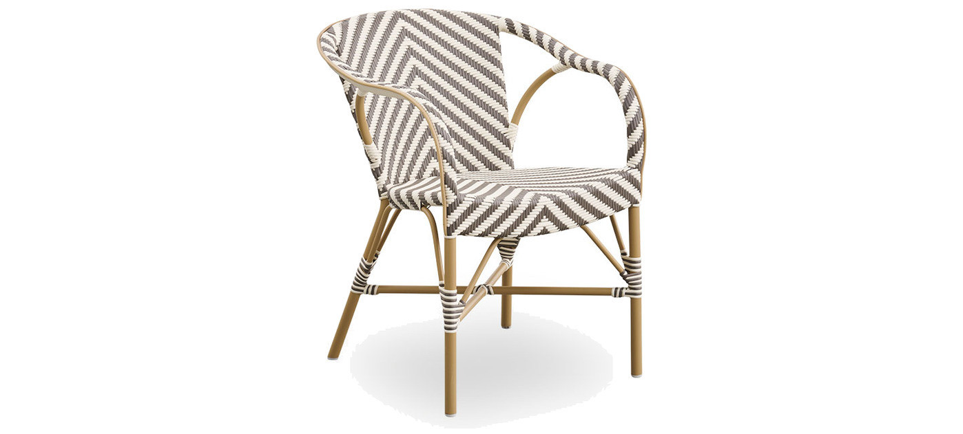 Sika-Design Madeleine Exterior stol, Chevron slonokoščena in cappuccino