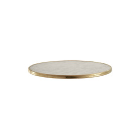 Sika-Design table top Ø 70 cm, Versalite, marble look with brass ring