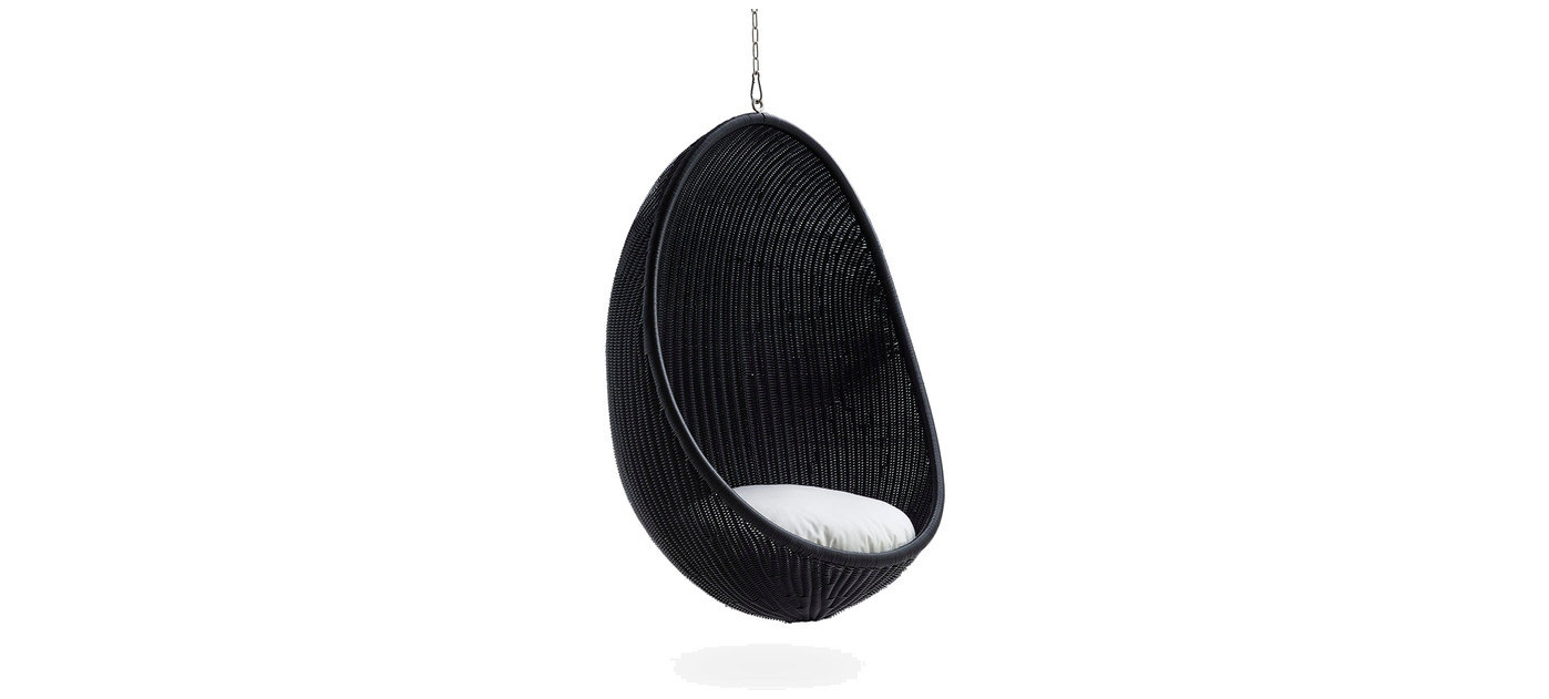 Sika-Design Hanging Egg Exterior viseči stol, Core pletenje, črna