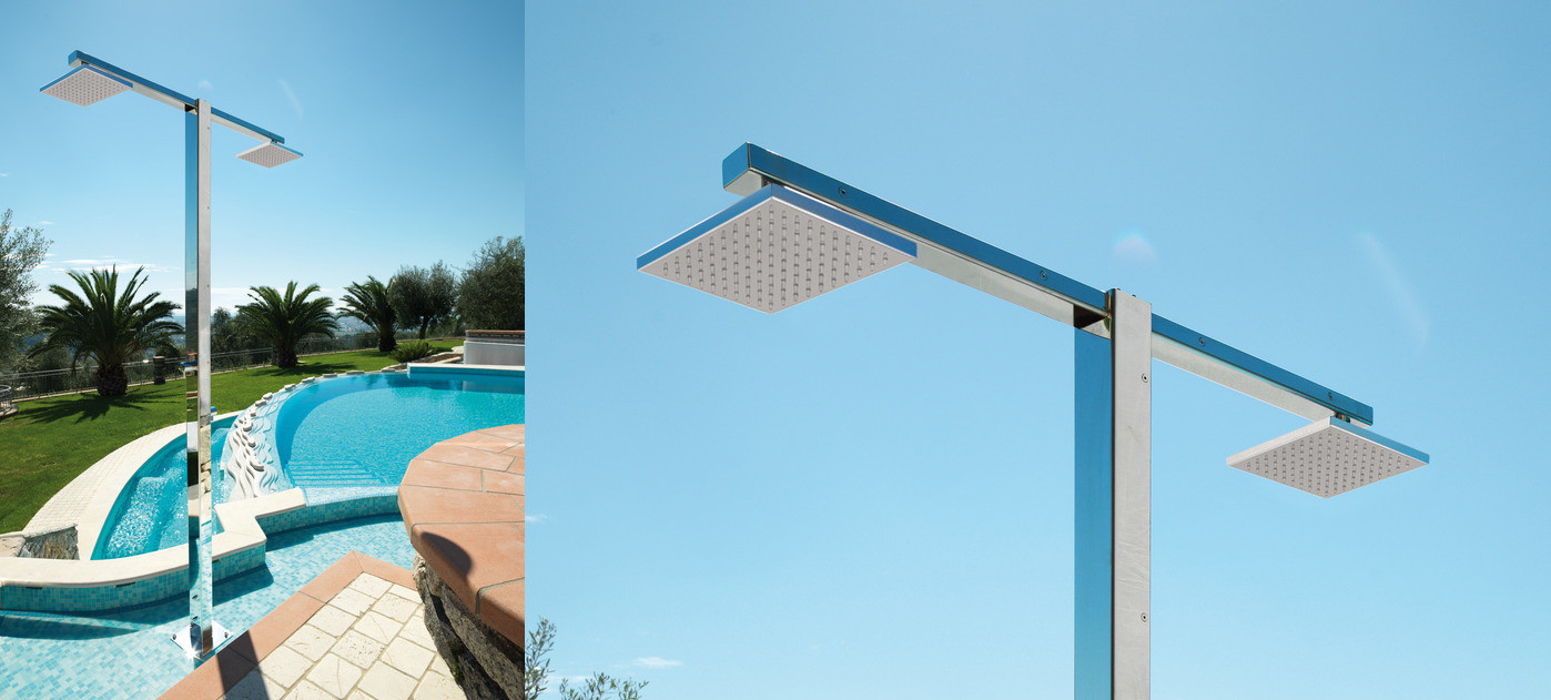 Outdoor shower with several showerheads Community Q86.2, Q86.2