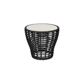 Cane-line Basket klubska mizica, majhna, grafitna, Ø 45 cm, keramika, videz travertina