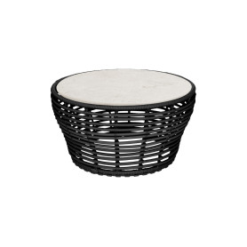 Cane-line Basket tavolino, medio, grafite, Ø 70 cm, ceramica, effetto travertino