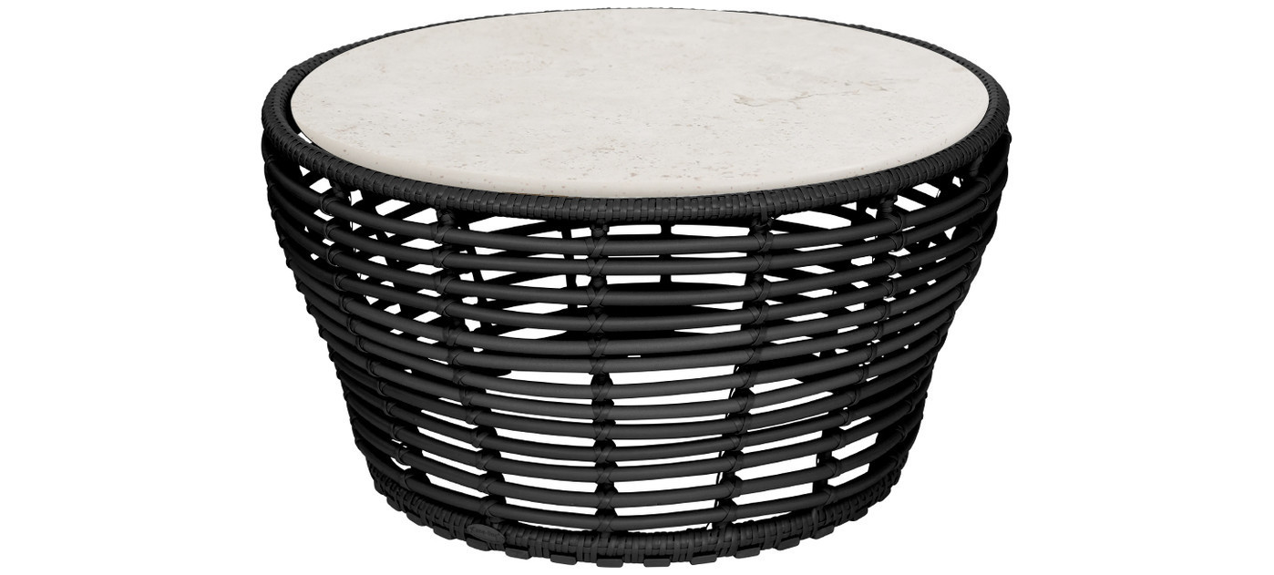 Cane-line Basket stolić za kavu, srednji, grafitna, Ø 70 cm, keramika, izgled travertina