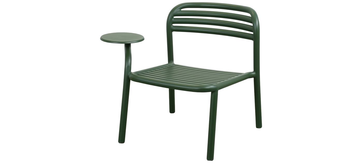 Cane-line Bliss lounge chair with side table right, dark green