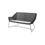 Cane-line Breeze 2-Sitzer-Sofa, Schwarz, Kissen Natté Hellgrau