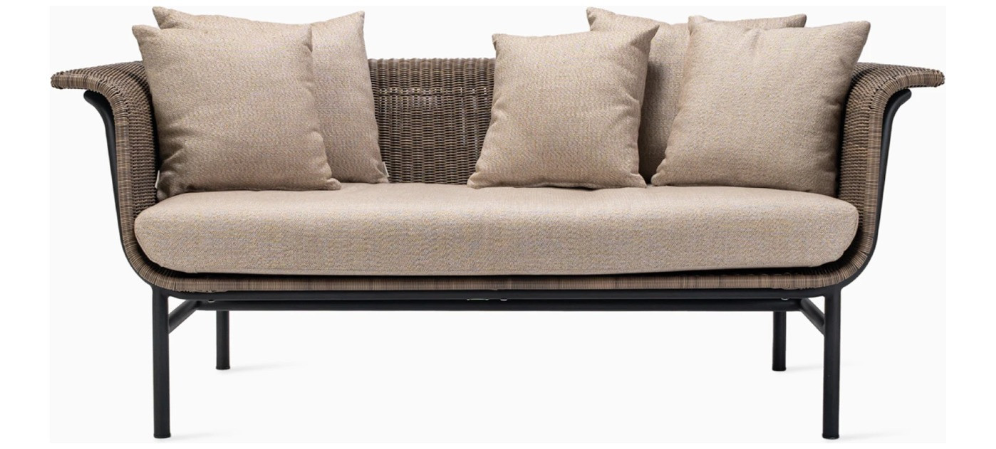 Wicked lounge sofa 2S, black frame, taupe weave