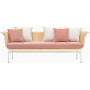 Divano lounge Wicked 3 posti, struttura bianca, intreccio naturale