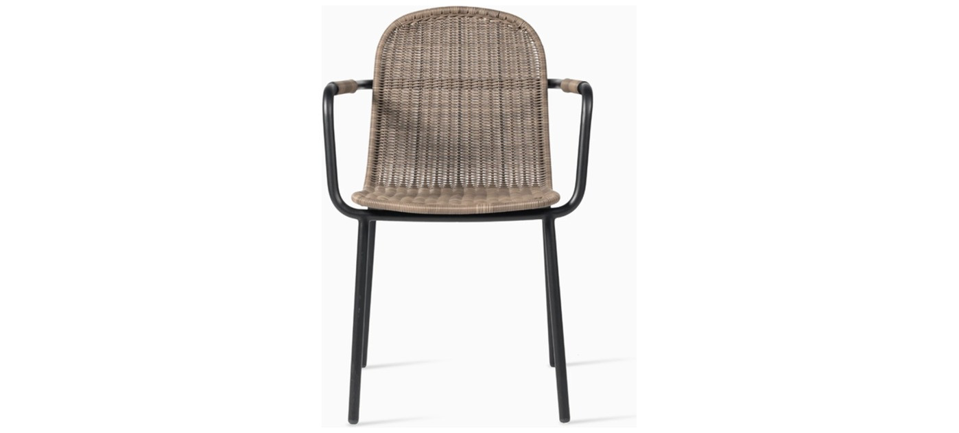 Wicked Essstuhl, schwarzer Rahmen, Geflecht Taupe