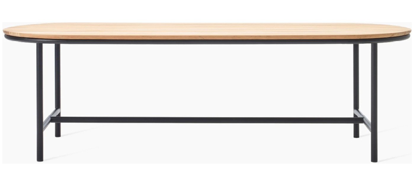 Wicked Esstisch 200 x 90, schwarzes Gestell, Teakplatte