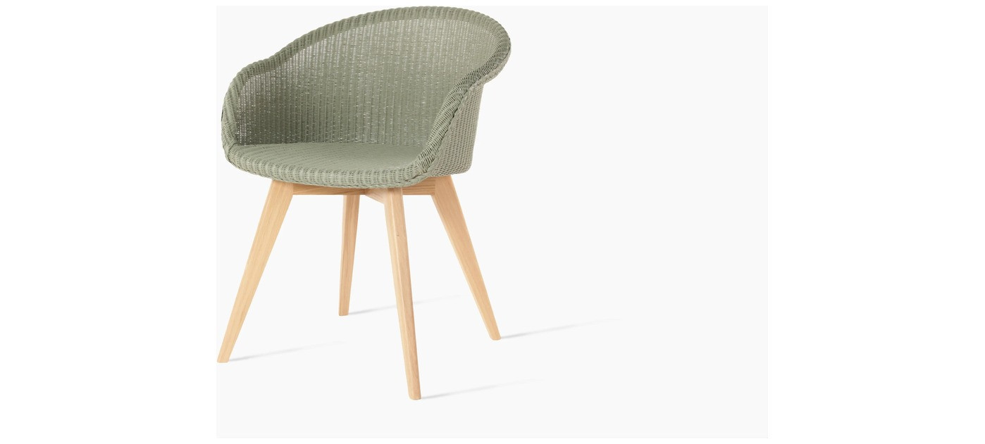 Avril Esszimmerstuhl, Geflechtfarbe Dusty green, Eichengestell