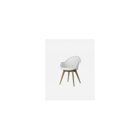 Sedia da pranzo Avril con schienale alto, colore intreccio Pure white, base in rovere