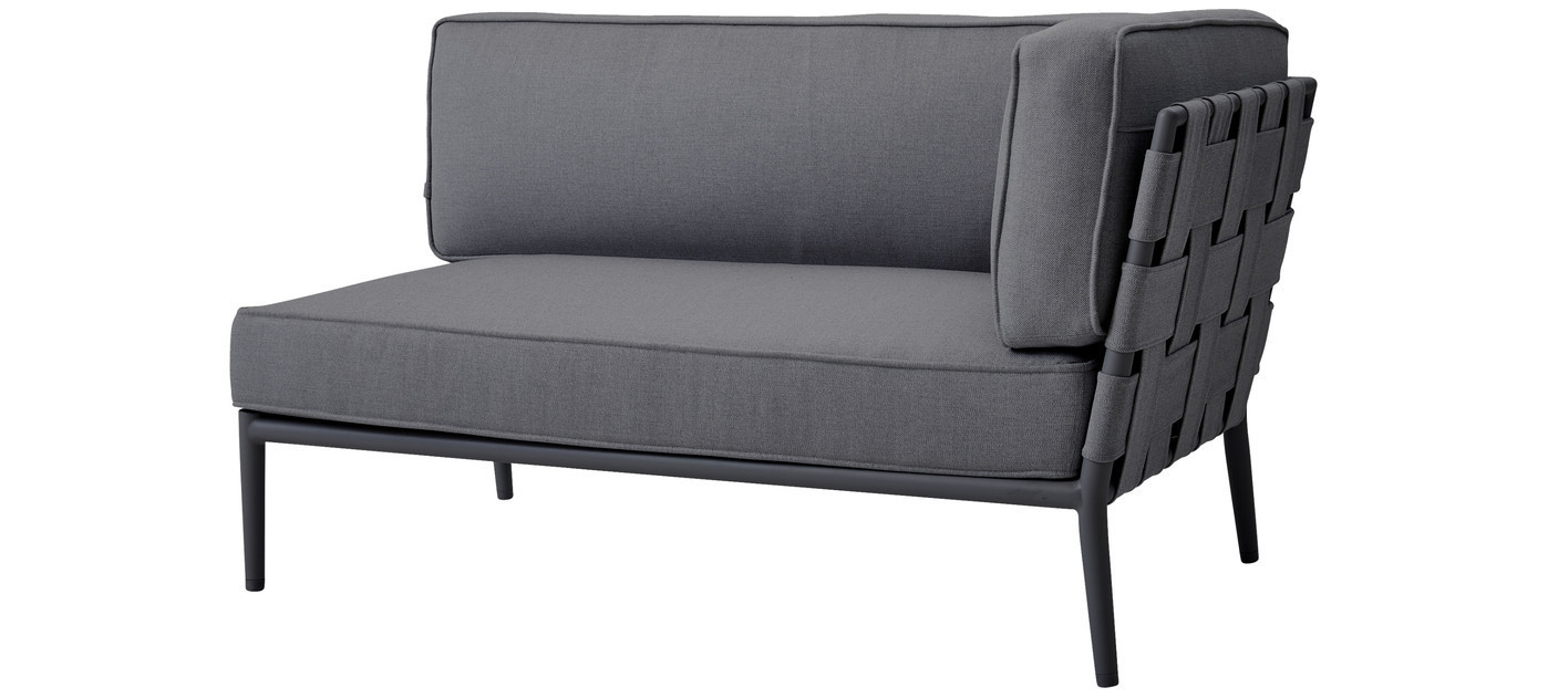 Cane-line Conic 2-Sitzer-Sofamodul links, Grau