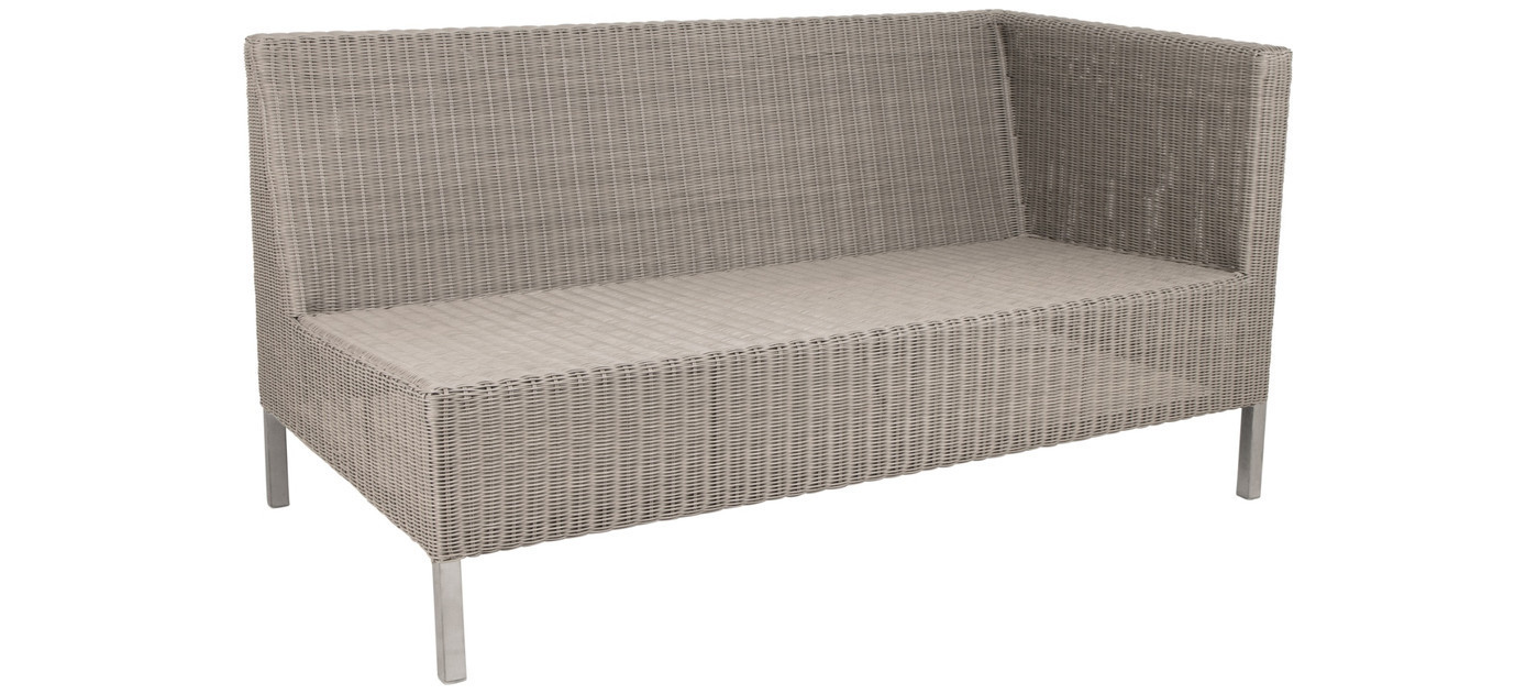 Cane-line Connect 2-Sitzer-Sofamodul links für Dining-Lounge, Taupe