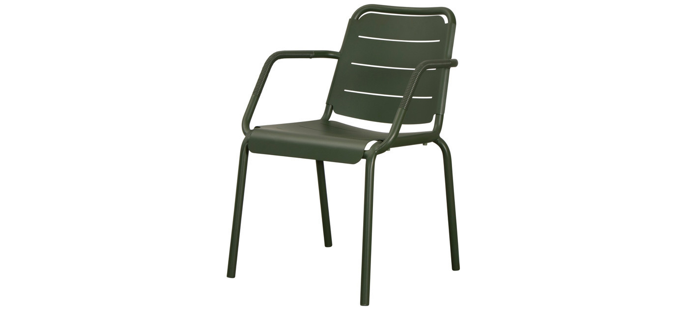 Cane-line Copenhagen sedia da pranzo con braccioli, verde scuro