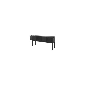 Cane-line Drop kitchen module incl. 3 shelves & trash bin, lava grey, 200 x 50 cm, ceramic, Fossil black