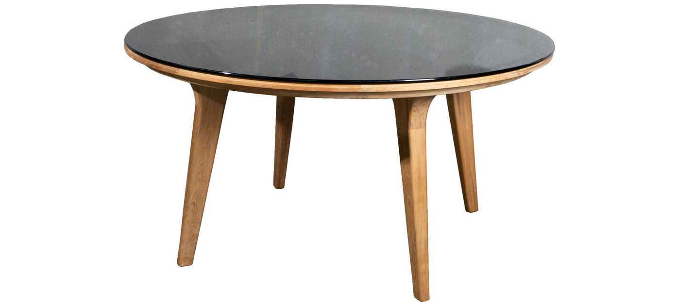 Cane-line Aspect Esstisch, Teak, Ø 144 cm, Sicherheitsglas, Rauchschwarz