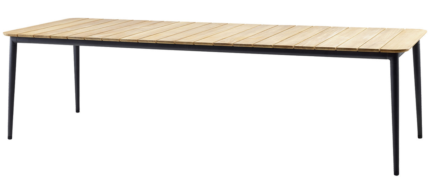 Cane-line Core jedilna miza, lava siva/tik, 274 x 90 cm