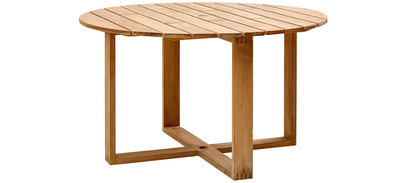 Cane-line Endless dining table with parasol hole, teak, Ø 130 cm