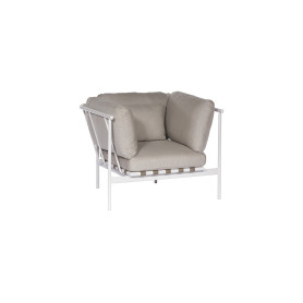 Barlow Tyrie Around modulo lounge singolo, Arctic White 02, Sinistra bracciolo in alluminio, destra bracciolo in alluminio