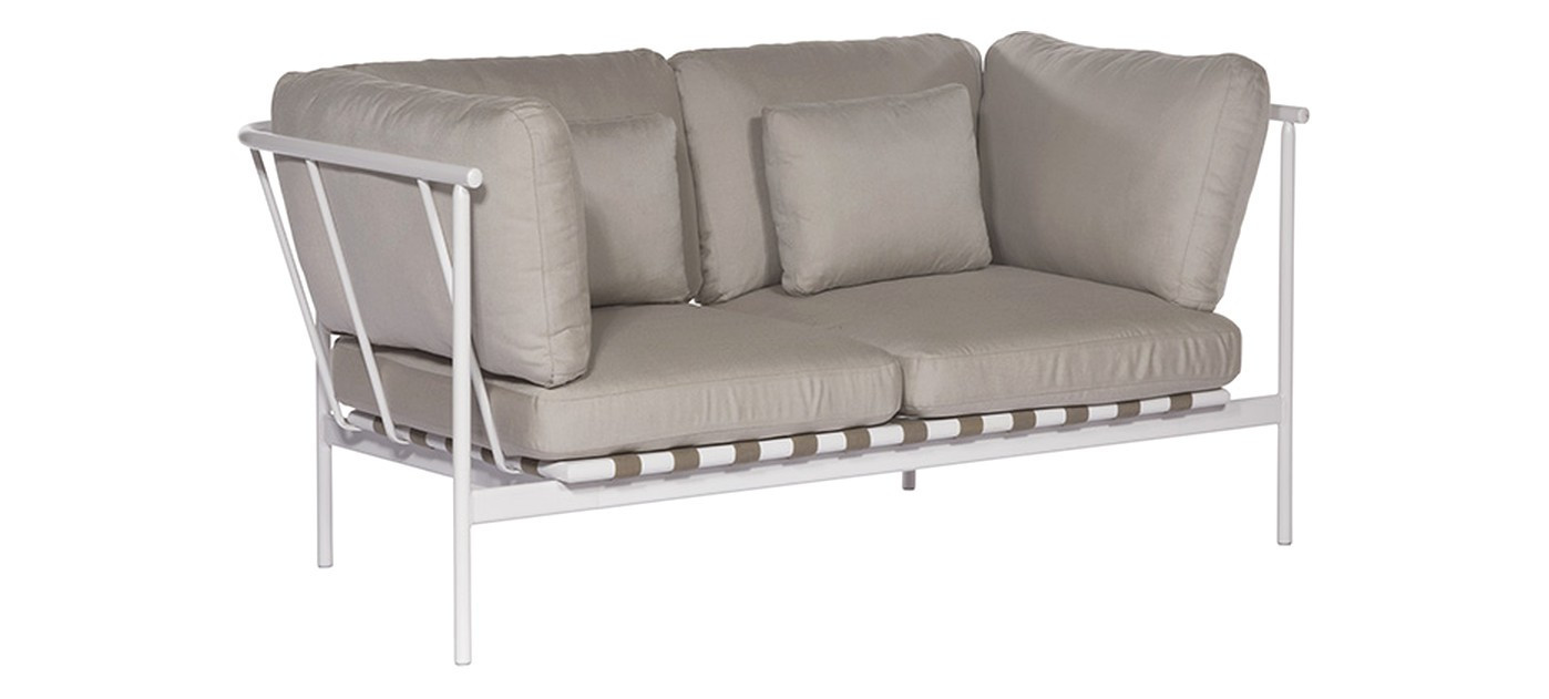 Barlow Tyrie Around Lounge-Modul Zweisitzer, Arctic White 02, Links Aluminium-Armlehne, rechts Aluminium-Armlehne