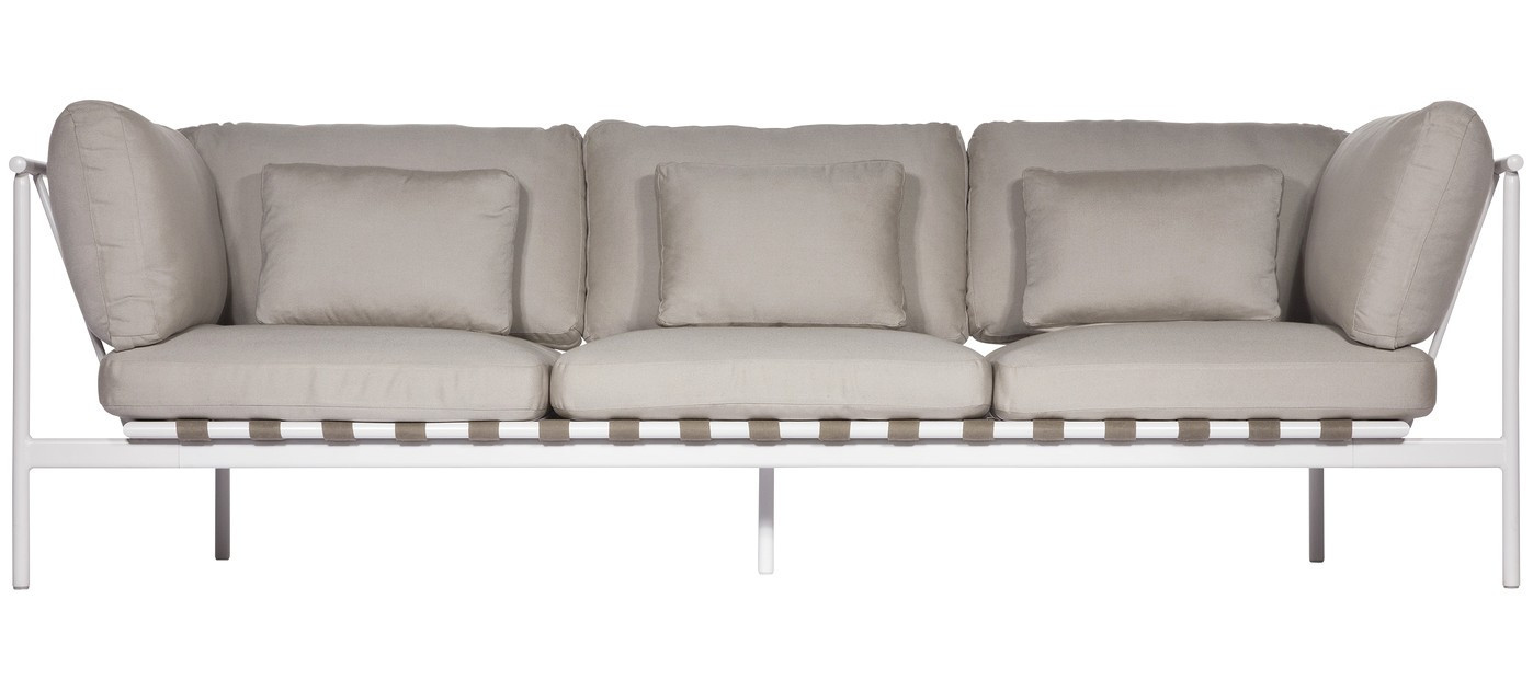 Barlow Tyrie Around Lounge-Modul Dreisitzer, Arctic White 02, Links Aluminium-Armlehne, rechts Aluminium-Armlehne