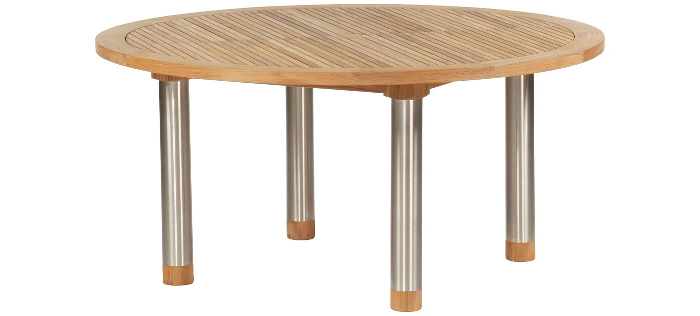 Barlow Tyrie Equinox Tisch Ø 150 cm, Teakplatte, Edelstahlbeine