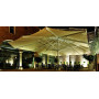Golia over courtyard at night
