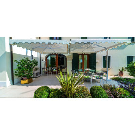 Zwei Swing-Schirme über Terrasse