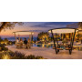 Extremis Halo picnic table with shade, setting 2