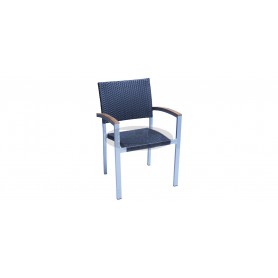 Mediterranea wicker stol z rokonasloni, barva: siva/K črna