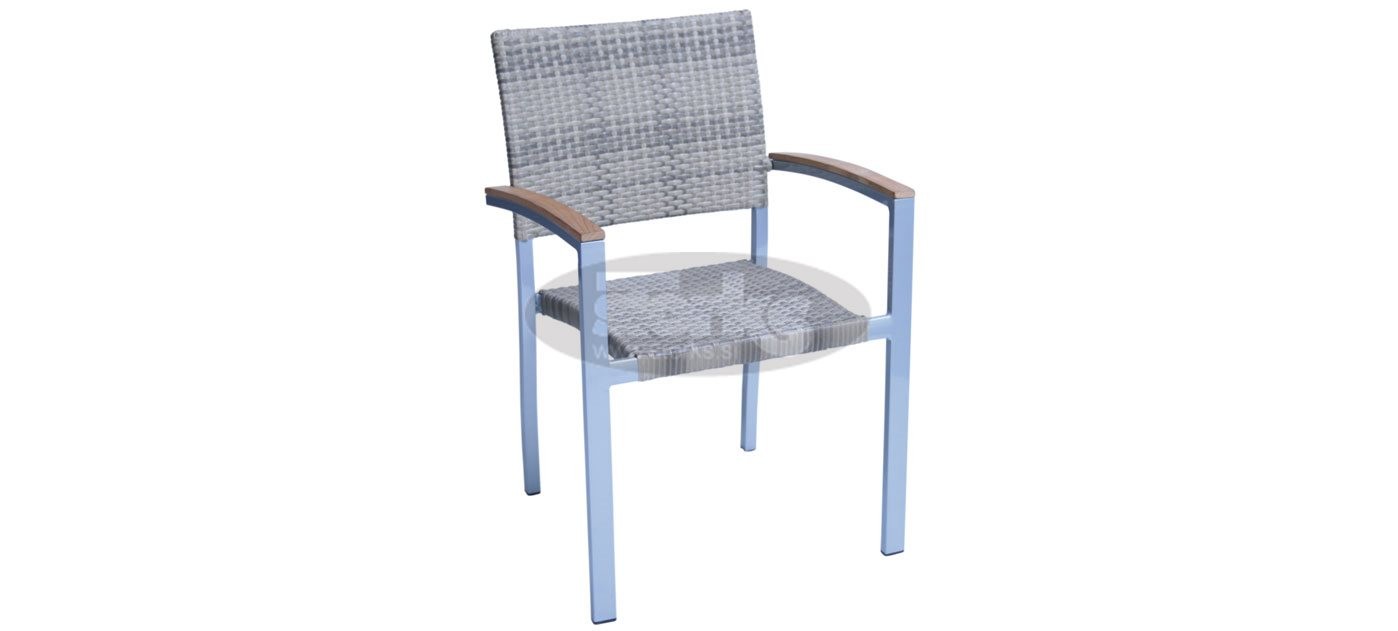 Mediterranea wicker stol z rokonasloni, barva: siva/K slonova kost