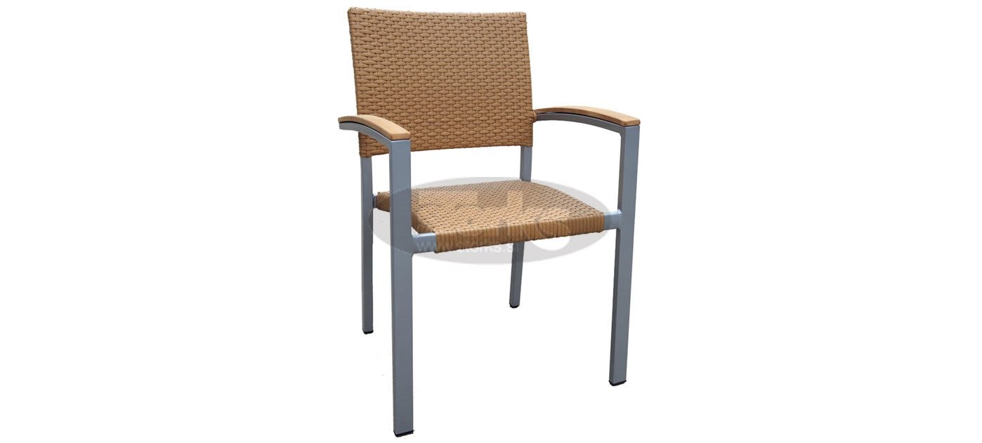 Mediterranea wicker stol z rokonasloni, barva: siva/K pesek