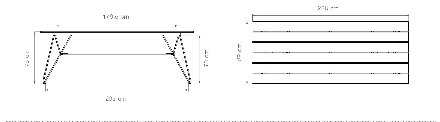 HOUE Sketch tavolo da pranzo 220 x 89 cm – Disegno con misure
