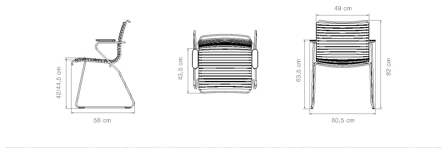 HOUE Click sedia da pranzo con braccioli – Disegno con misure