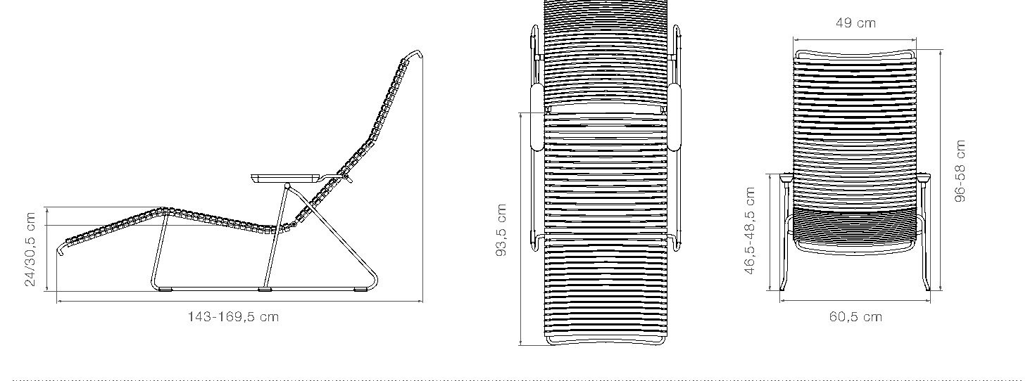HOUE Click lettino prendisole – Disegno con misure