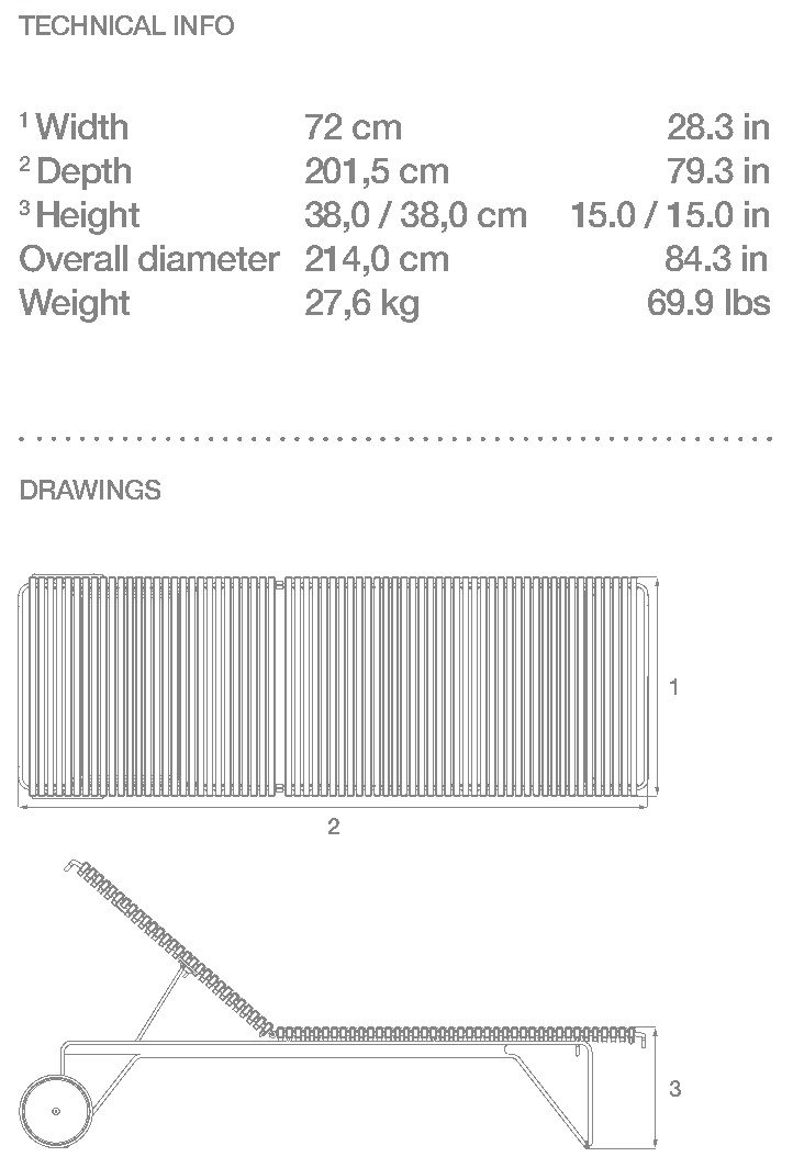 HOUE Click chaise longue regolabile – Disegno con misure