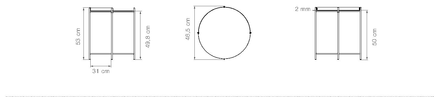 HOUE Edge tavolino a vassoio Ø46,5 cm – Disegno con misure