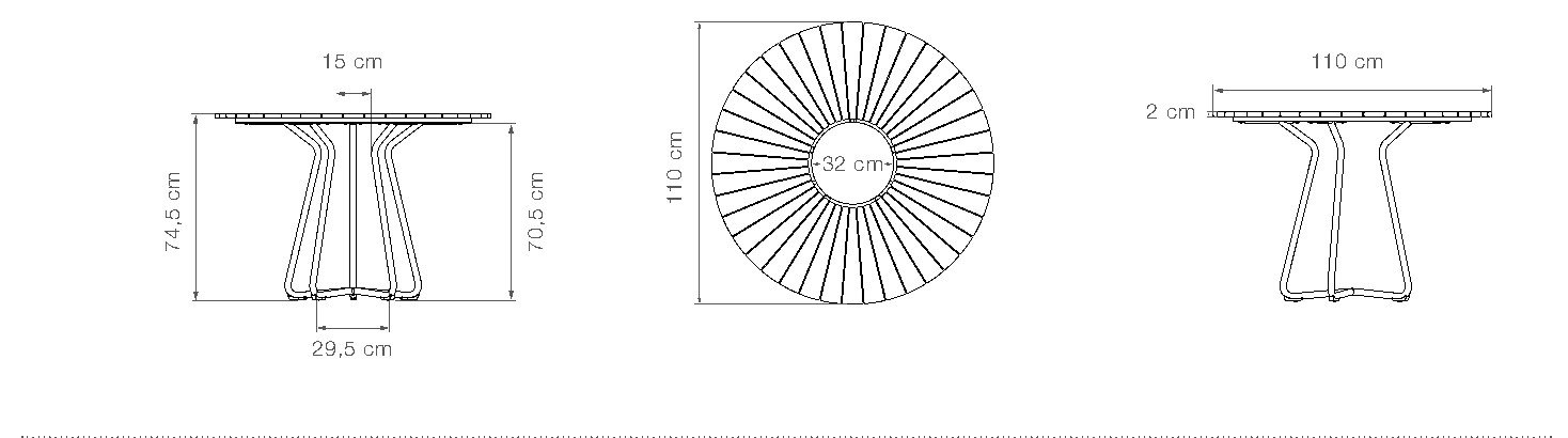 HOUE Circle jedilna miza Ø110 cm – Načrt z merami