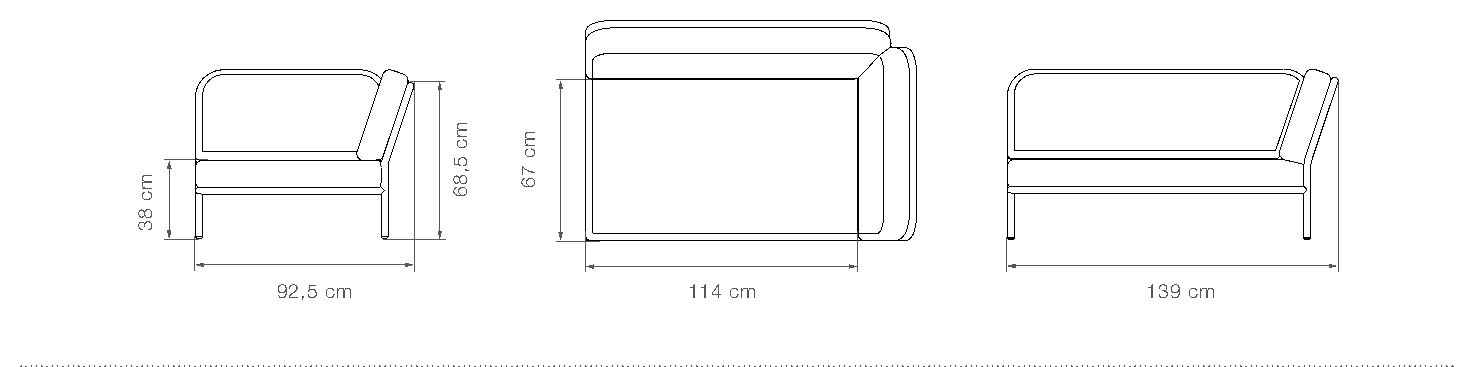 HOUE Level/2 modulo angolare, sinistro – Disegno con misure
