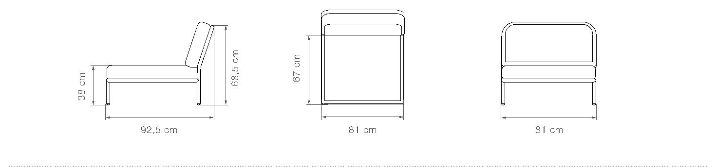 HOUE Level/2 poltrona – Disegno con misure