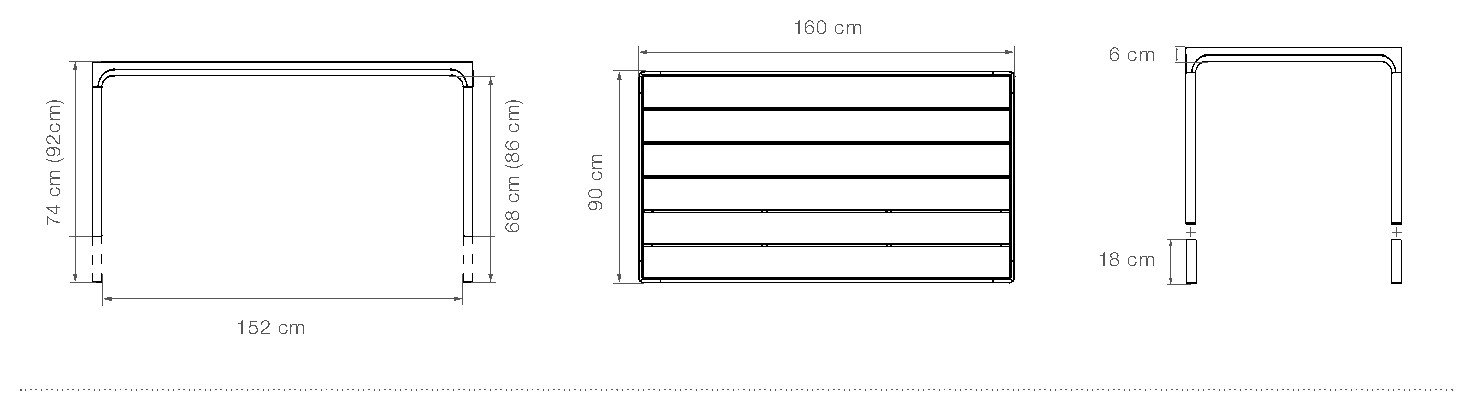 HOUE Four tavolo da pranzo 160 x 90 cm – Disegno con misure
