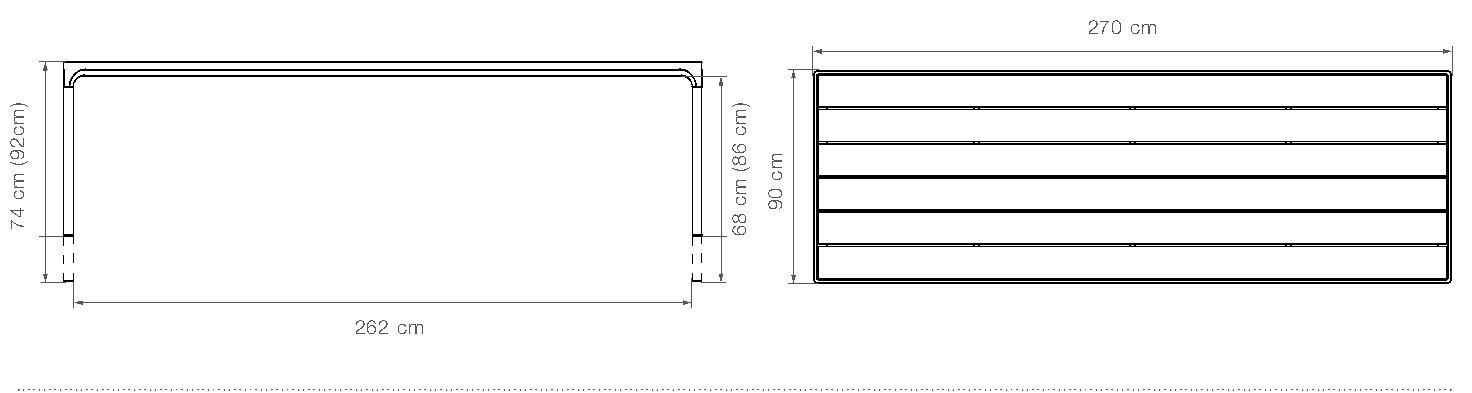 HOUE Four tavolo da pranzo 270 x 90 cm – Disegno con misure