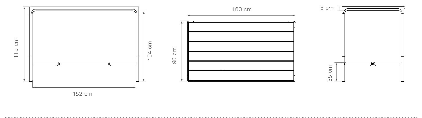 HOUE Four tavolo bar 160 x 90 cm – Disegno con misure