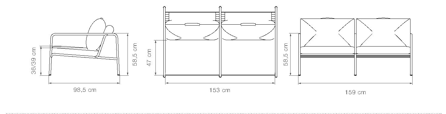 HOUE Avon divano a 2 posti – Disegno con misure