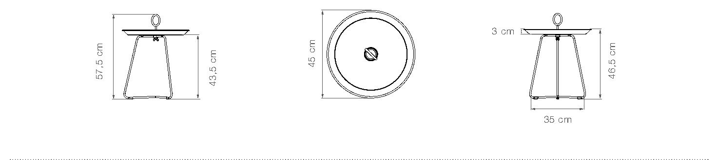 HOUE Eyelet tavolino a vassoio Ø45 cm – Disegno con misure