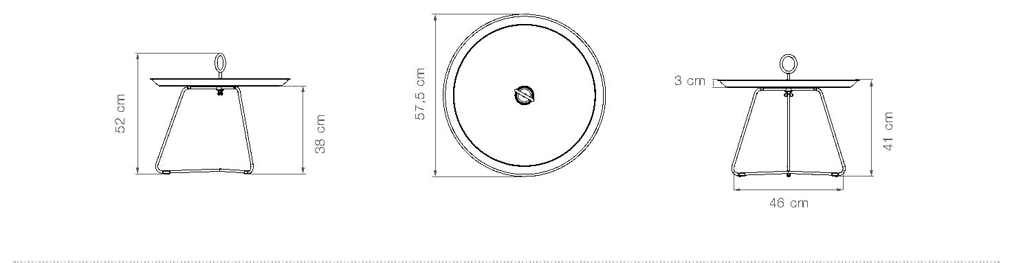 HOUE Eyelet tavolino a vassoio Ø57,5 cm – Disegno con misure