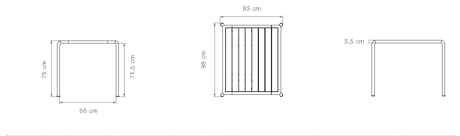 HOUE Avanti tavolo da pranzo in alluminio 83 x 98 cm – Disegno con misure